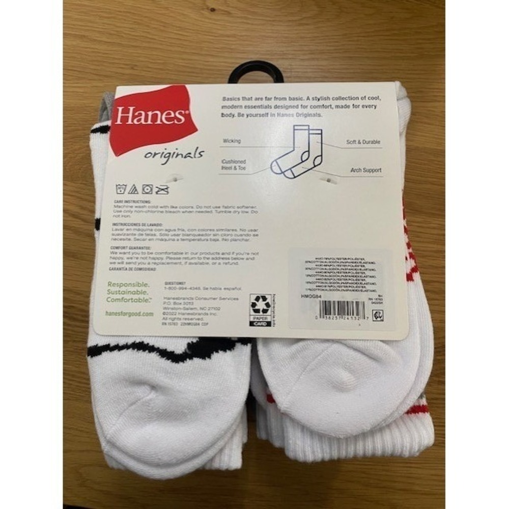 Hanes Crew Socks Men 6-12 Multicolor NEW 6-Pack Tie-Dye Palm Tree Originals - Picture 4 of 4